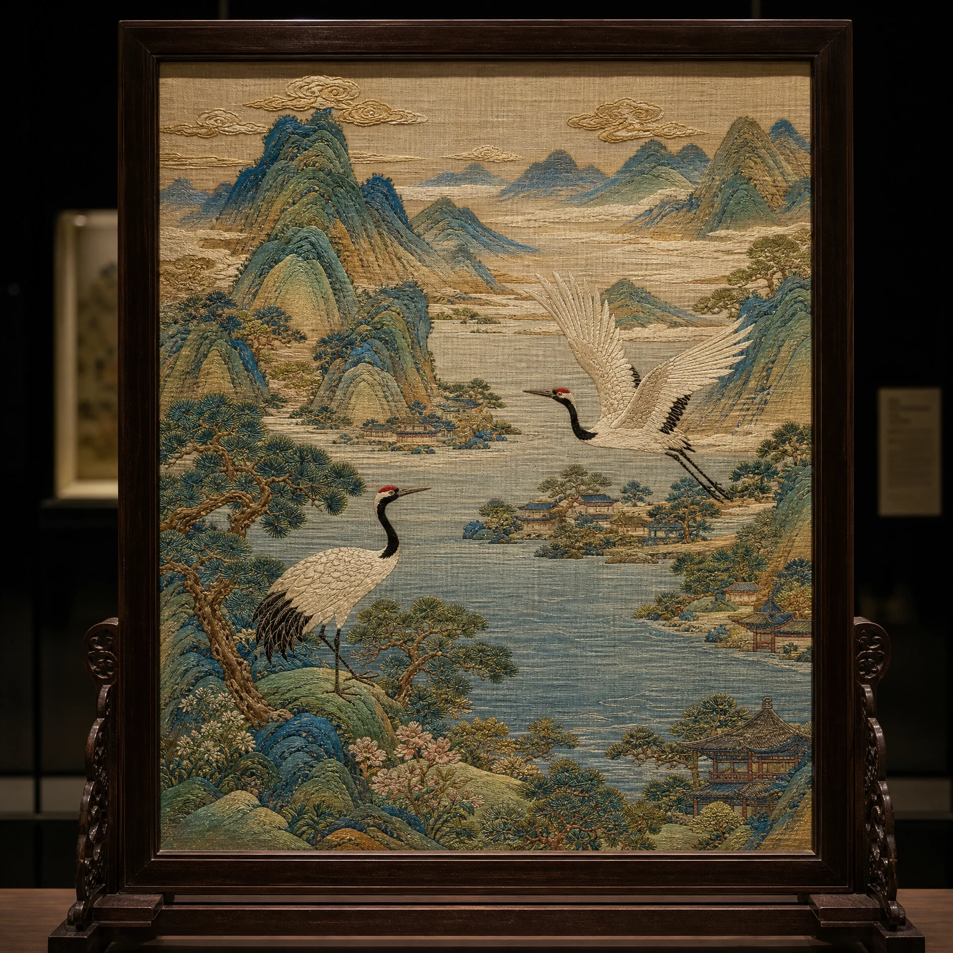 缂丝山水仙鹤纹参赛作品